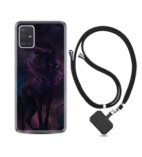 Samsung a71 A72 A73 A7 A9 2018 C7 C9 Kılıf Boyun Askılı Silikon Black Purple Wolf 1791
