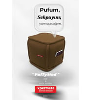 Dekoratif Kare Puf Orta Sehpa Ayak Uzatma Puf 40x40x42 Cm Puffymod (Kahverengi)