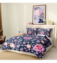 Monohome Premium Luxury Çift Kişilik Nevresim Takımı 3D Pamuk Saten Purple Paisley (Çok Renkli)