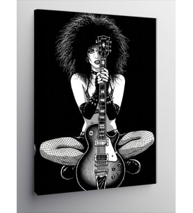 Kanvas Tablo Gitar Çalan Kadın ve Gotik Stil