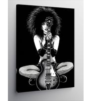 Kanvas Tablo Gitar Çalan Kadın ve Gotik Stil