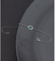 925 Ayar Gümüş Oval Zümrüt Model Bileklik