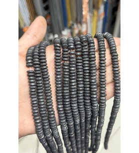 Hematit Taşı Fasetli Rondela Kesim Mat Siyah 8x3mm Doğal Taş Dizi