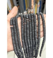 Hematit Taşı Fasetli Rondela Kesim Mat Siyah 8x3mm Doğal Taş Dizi