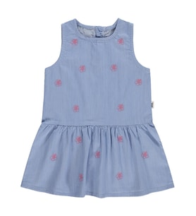 Civil Baby Çiçek Nakışlı 6-18 Ay Elbise - Mavi