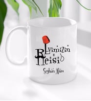 BK Gift Kişiye Özel Babalar Günü Hediyesi Evimizin Reisi Tasarımlı Kupa Bardak-1 (Beyaz)