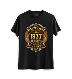 Vintage Gold Awesome Series September 1977 Siyah Tshirt