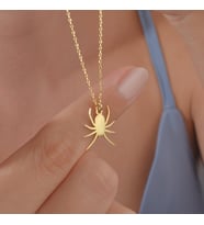 14 Ayar Altın Mikron Kaplama Örümcek Gümüş Kolye - CN00467