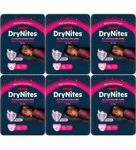 Drynites Emici Gece Külodu/Külot Bez Kız 13+ Yaş (48-60KG) X Large 54 Adet (6PK*9)