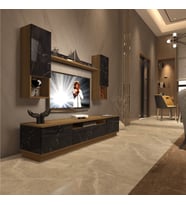 Decoraktiv Trio 5DAS Mdf Tv Ünitesi Tv Sehpası - Pera Siyah Mermer (Pera-Siyah Mermer)
