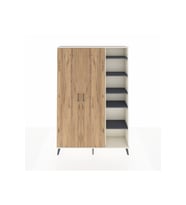 Arges Dolap 7 Raflı 2 Kapaklı Tek Askılı 132x30x195 Aytaşı-Çam/Antrasit
