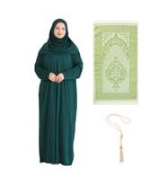Namaz Elbisesi Eşarp Seccade Tesbih Set, İslami Giyim Takım Ferace Turban Şal