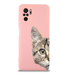 Xiaomi Redmi Note 10  Uyumlu Lansman Kılıf Catface Tasarımlı İçi Kadife Kapak-Pembe (Şeffaf)
