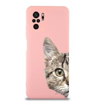 Xiaomi Redmi Note 10  Uyumlu Lansman Kılıf Catface Tasarımlı İçi Kadife Kapak-Pembe (Şeffaf)