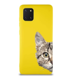 Samsung Galaxy Note 10 Lite Soft Premier Kapak Catface Tasarımlı Silikon Kılıf - Sarı (Şeffaf)