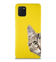Samsung Galaxy Note 10 Lite Soft Premier Kapak Catface Tasarımlı Silikon Kılıf - Sarı (Şeffaf)