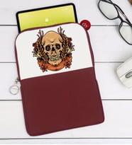 BK Gift Kurukafa Tasarımlı Taşınabilir Koruyucu Tablet Kılıfı & Organizer Çanta - Bordo-1