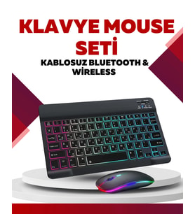 Bluetooth 5.3 Destekli Şarjlı Taşınabilir Klavye + Mouse Kombinasyonu