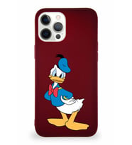 Apple iPhone 12 Pro Max Soft Premier Kapak Donald Duck-D Tasarımlı Silikon Kılıf - Mürdüm (Şeffaf)