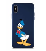 Apple iPhone X Soft Premier Kapak Donald Duck-D Tasarımlı Silikon Kılıf - Lacivert (Şeffaf)