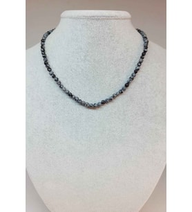 Kar Tanesi Obsidyen Taşı 4-4.5mm Aralığı Kolye (SABİT KLİPSLİ)