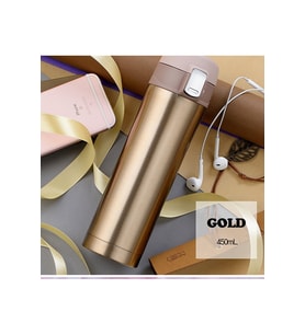 TERMOS KİLİTLİ KAPAK SİSTEMLİ 450 ML PASLANMAZ ÇELİK GOLD