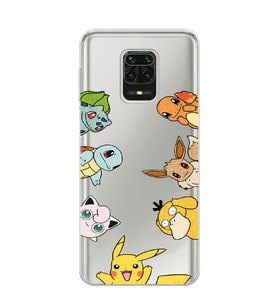Redmi Note 9 Pro / 9s Uyumlu Pokemon Tüm Karakterler Tasarımlı Şeffaf Telefon Kılıfı