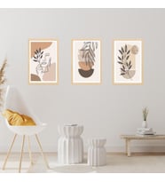 3'lü Bohem Yaprak Desenli Foreks Tablo