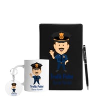 Kişiye Özel Trafik Polisi Tasarımlı Defter Kalem Kupa & Süblimasyon Anahtarlık Hediye Seti