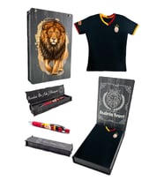 Galatasaray Orijinal Lisanslı 5 Yıldızlı Siyah Basic Çocuk T-shirt + Uçlu Kalem Set Hedi