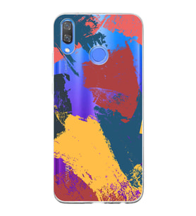 Huawei Y9 2019 Uyumlu Kapak Brush Stroke Tasarımlı Şeffaf Silikon Kılıf