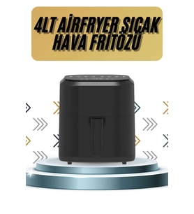 4L Airfryer Hazneli Hava Fritözü Yağsız Fritöz Taşınabilir Fırın İşlevi Gören Pratik