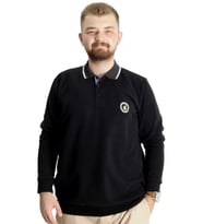 Mode XL Büyük Beden Erkek Sweat Polo Selanik Horse 23440 Siyah