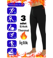 3 Adet Erkek Siyah Thermal Polarlı Içlik Termal