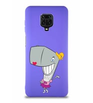 Xiaomi Redmi Note 9 Pro Soft Premier Kapak Pearl Yengeç Tasarımlı Silikon Kılıf - Mor (Şeffaf)
