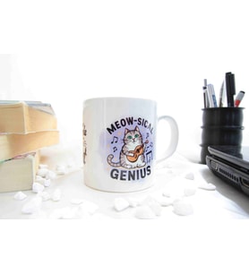 Meow Genıus Temalı Özel Tasarım Baskılı Kupa Bardak 370 ml