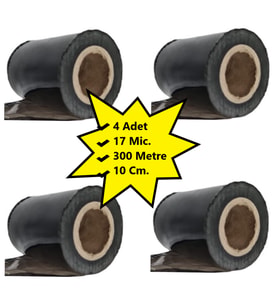 Dilimli Siyah Palet Streç 10 CM 17 Mic. 400Gr / 300mt. Siyah 4 Adet