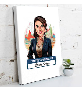 Kişiye Özel Hediye Karikatürlü En Güzel Ekonomist Kanvas Tablo