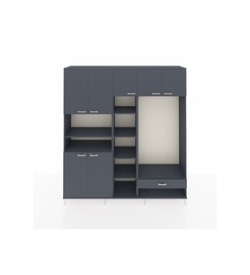 Hyperion Dolap 11 Raflı Tek Çekmeceli 7 Kapaklı 220x44x243 Antrasit-Antrasit/Antrasit