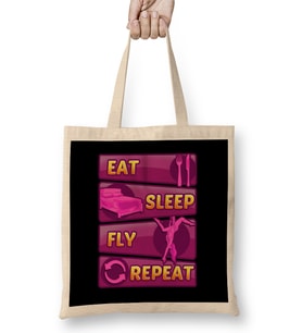 Eat Sleep Fly Repeat Aerial Yoga Silks Bez Çanta Uzun Saplı