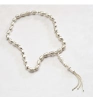 Çizgili Oval Gümüş Tesbih 6mm