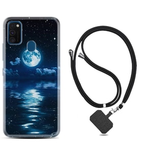 Samsung M21 M22 M23 M30 M31S M32 Kılıf Boyun Askılı Silikon Night Moon 1133