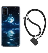 Samsung M21 M22 M23 M30 M31S M32 Kılıf Boyun Askılı Silikon Night Moon 1133