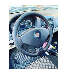 DİKİŞLİ DİREKSİYON KILIFI KARBON DERİ KIRMIZI DİKİŞLİ FIAT ALBEA İÇİN HIZLI KARGO
