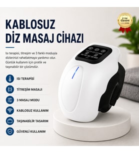 Kablosuz Diz Masaj Cihazı Isı Terapili 3 Modlu Titreşimli Taşınabilir Masaj Aleti