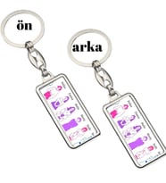 Kız Arkadaşlara Özel Çift Taraf Baskılı Dikdörtgen Krom   Anahtarlık