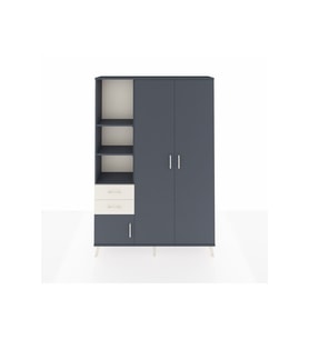 Arges Dolap 5 Raflı 2 Çekmeceli Tek Askılı 132x30x195 Antrasit-Antrasit/Aytaşı