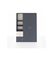 Arges Dolap 5 Raflı 2 Çekmeceli Tek Askılı 132x30x195 Antrasit-Antrasit/Aytaşı