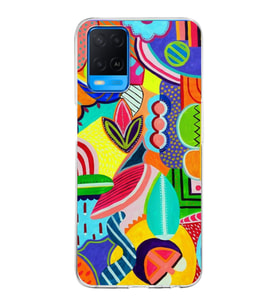 PrintiFy Oppo A54  ile Uyumlu 1mm Slim Fit Retro Renkler 6 Baskılı Şeffaf  Kılıf