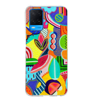 PrintiFy Oppo A54  ile Uyumlu 1mm Slim Fit Retro Renkler 6 Baskılı Şeffaf  Kılıf
